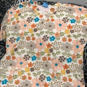 ADORABLE blue and orange flower scrub top